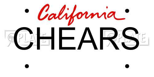 CHEARS California License Plate