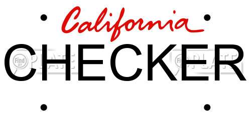 CHECKER California License Plate