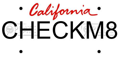 CHECKM8 California License Plate