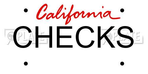 CHECKS California License Plate