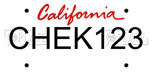 CHEK123 California License Plate