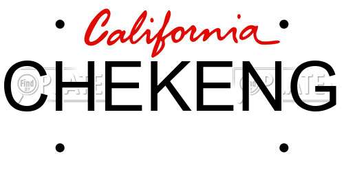 CHEKENG California License Plate