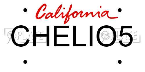 CHELIO5 California License Plate