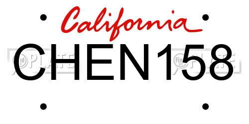 CHEN158 California License Plate