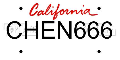 CHEN666 California License Plate