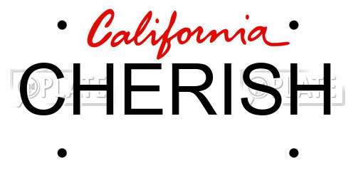 CHERISH California License Plate