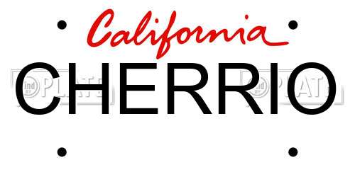 CHERRIO California License Plate