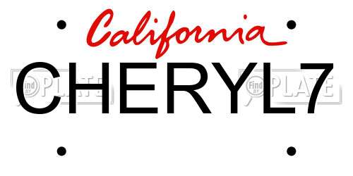 CHERYL7 California License Plate