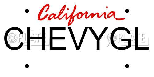 CHEVYGL California License Plate