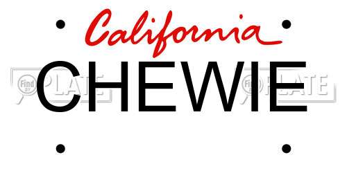 CHEWIE California License Plate