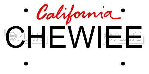CHEWIEE California License Plate
