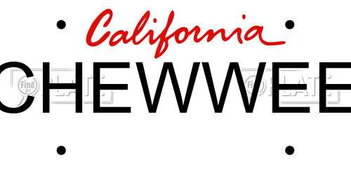 CHEWWEE California License Plate
