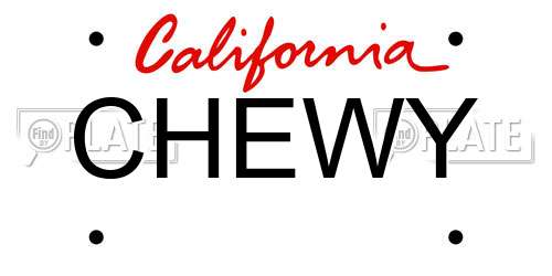 CHEWY California License Plate