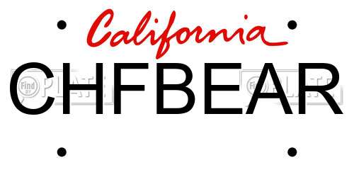 CHFBEAR California License Plate