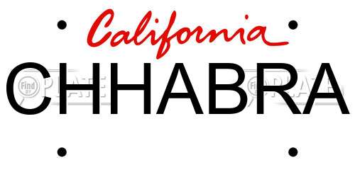 CHHABRA California License Plate