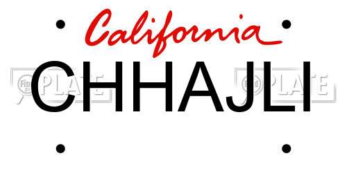 CHHAJLI California License Plate