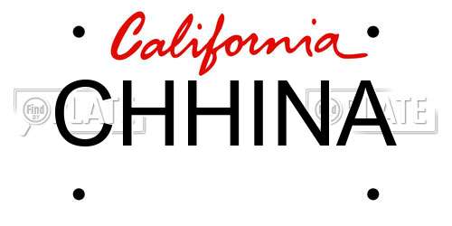 CHHINA California License Plate