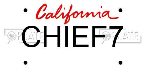 CHIEF7 California License Plate