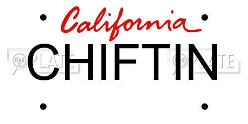 CHIFTIN California License Plate