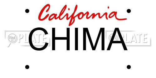 CHIMA California License Plate
