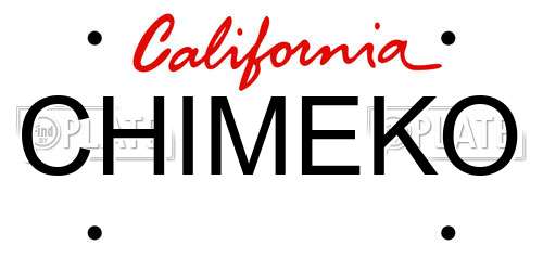 CHIMEKO California License Plate