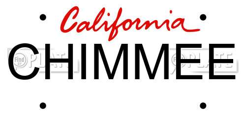 CHIMMEE California License Plate