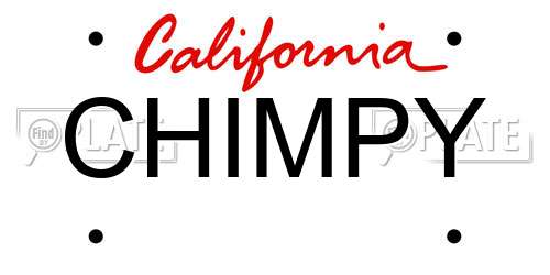 CHIMPY California License Plate