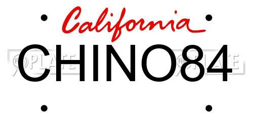 CHINO84 California License Plate