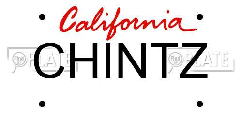 CHINTZ California License Plate