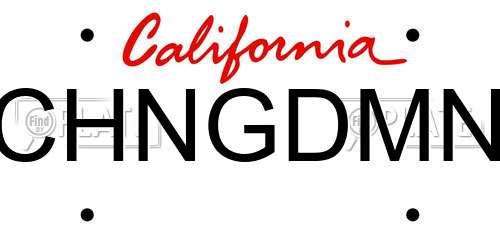CHNGDMN California License Plate
