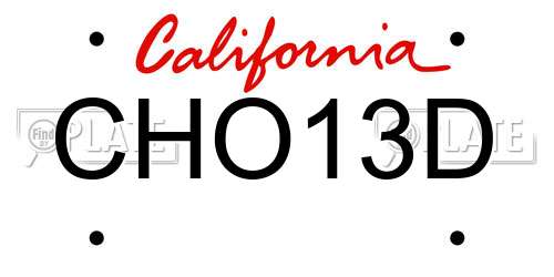 CHO13D California License Plate