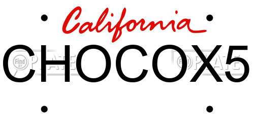 CHOCOX5 California License Plate