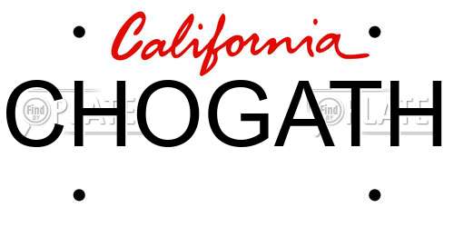 CHOGATH California License Plate