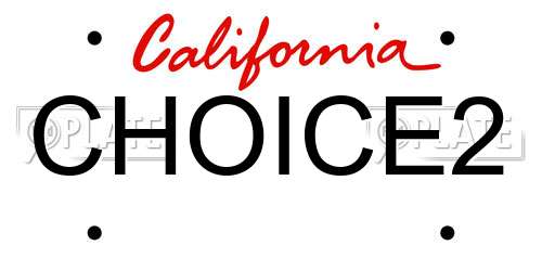 CHOICE2 California License Plate