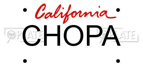 CHOPA California License Plate
