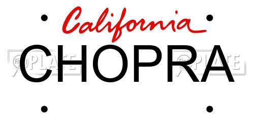 CHOPRA California License Plate