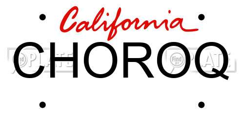 CHOROQ California License Plate