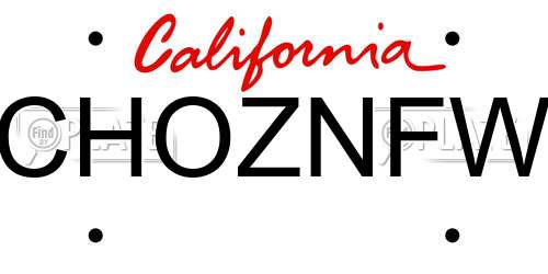 CHOZNFW California License Plate