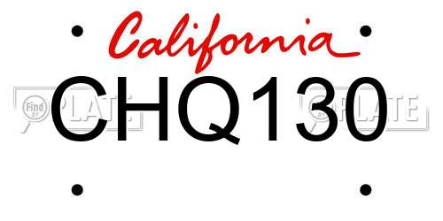 CHQ130 California License Plate