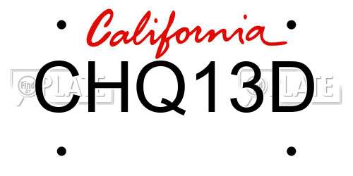 CHQ13D California License Plate