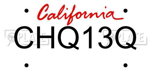 CHQ13Q California License Plate