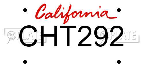 CHT292 California License Plate