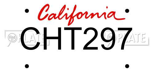 CHT297 California License Plate