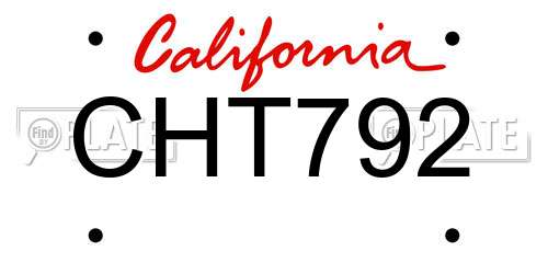CHT792 California License Plate