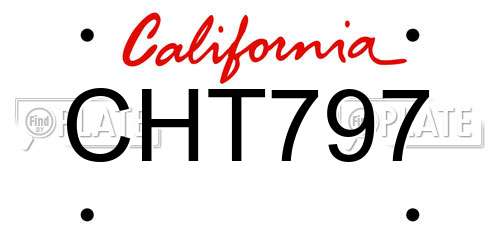 CHT797 California License Plate