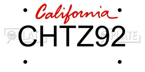 CHTZ92 California License Plate