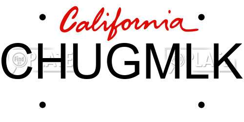 CHUGMLK California License Plate