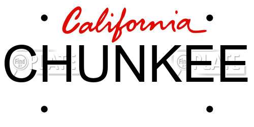 CHUNKEE California License Plate