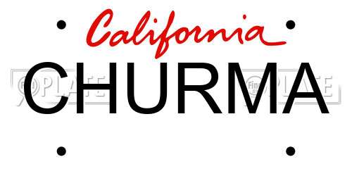 CHURMA California License Plate