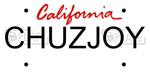 CHUZJOY California License Plate
